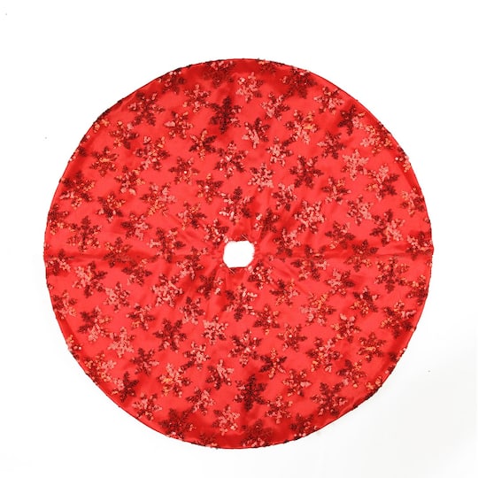 20&#x22; Red Sequin Snowflake Mini Tree Skirt